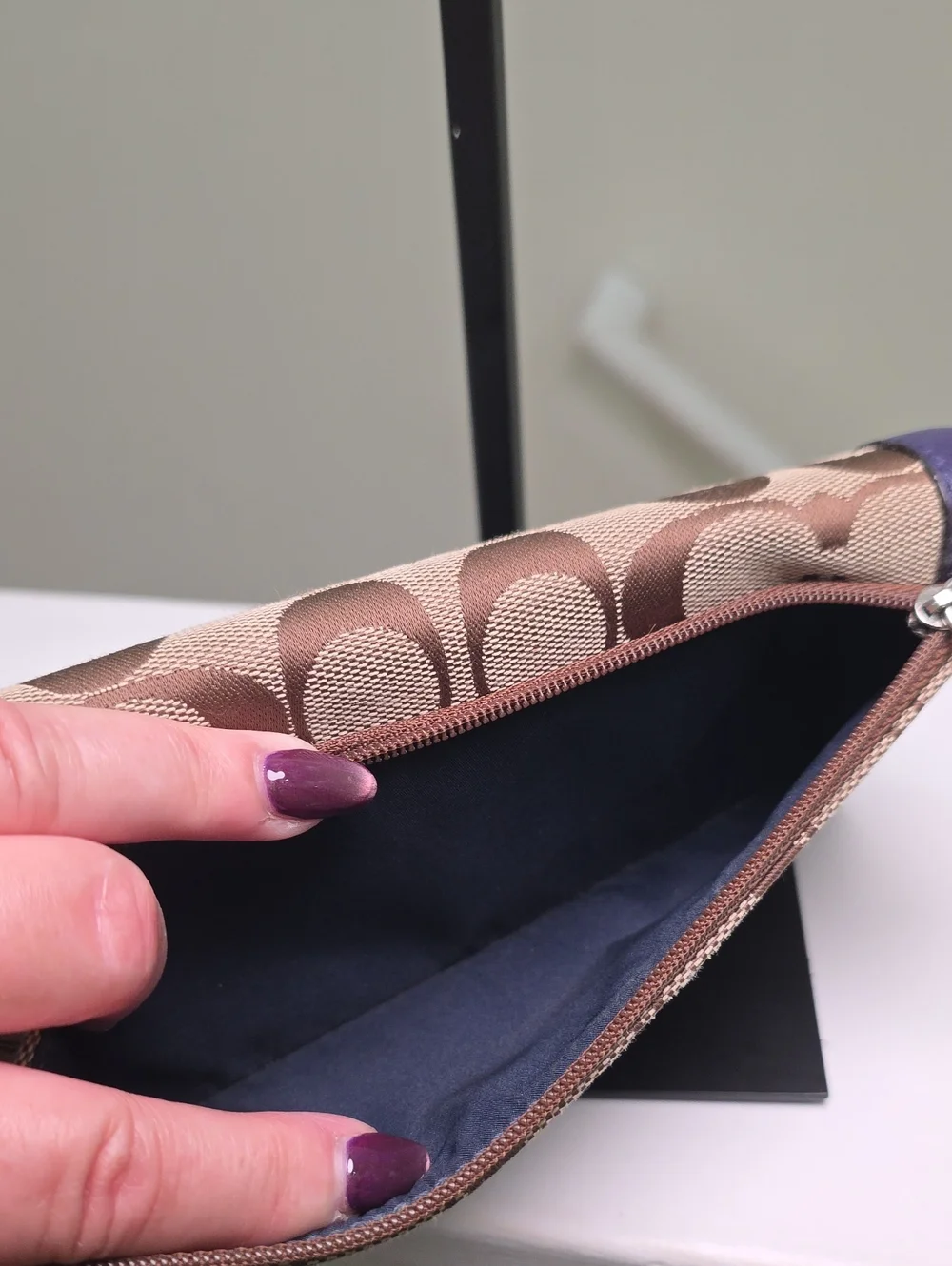 Coach Park F49145 Signature Turnlock Indigo Slim Envelope Wallet/Checkbook EUC